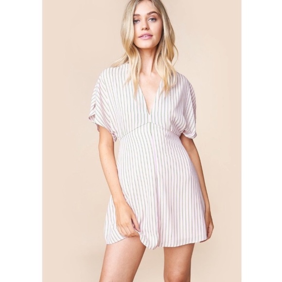 Striped Kimono Mini Dress - Picture 1 of 10